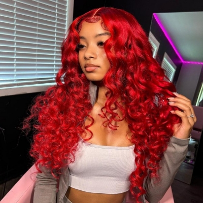 Glueless Wig Charming Red Color 150% Density HD Lace and Transparent Lace Wigs 5-7 Days Customize 150lfw-02
