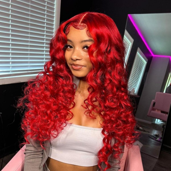 Glueless Wig Charming Red Color 150% Density HD Lace and Transparent Lace Wigs 5-7 Days Customize 150lfw-02