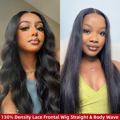 50% Off Limited Stock Clearance 130% Density Lace Frontal Wigs Human Virgin Hair Straight Body Wave