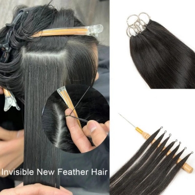 Feather Line Hair Raw Hair More Invisible Pre Bonded Hair Extensions 200 Strands/1 Lot Used to Add Volume Length