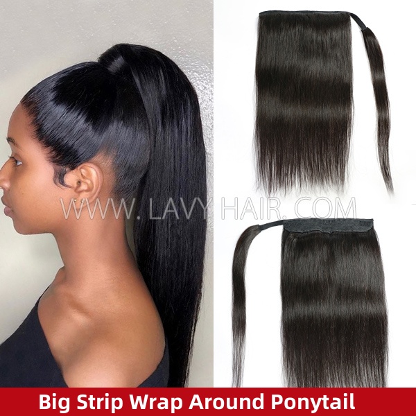 Wrap Around &Drawstring & Big Strip Wrap Ponytail Clip-in  Advanced Grade 12A Human Virgin Hair Straight/Wavy/Curly