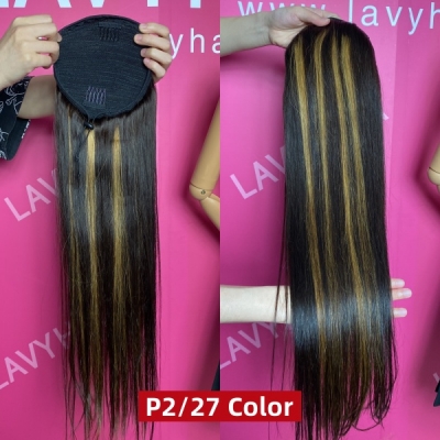 Highlight Color Wrap Around &Drawstring & Big Strip Ponytail Advanced Grade 12A Human Virgin Hair Straight/Wavy/Curly