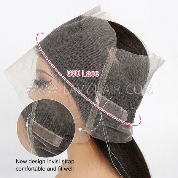 Upgraded 2.0 Invisi-Strap 360 Lace Frontal HD Lace and Transparent Lace Human Virgin Hair