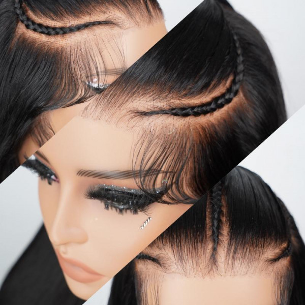 2024 New Design Pre Styled Braided Glueless Wig 13*6 HD Lace Full Frontal Wig Pre Everything Human Virgin Hair Customize 4-7 Days