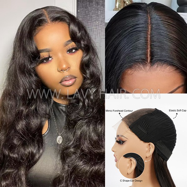 C Shape Ear Design HD Lace Glueless Wear Go 3D Dome Cap 200% Density 100% Human Hair Pre plucked Pre Cut Lace PPB Wig