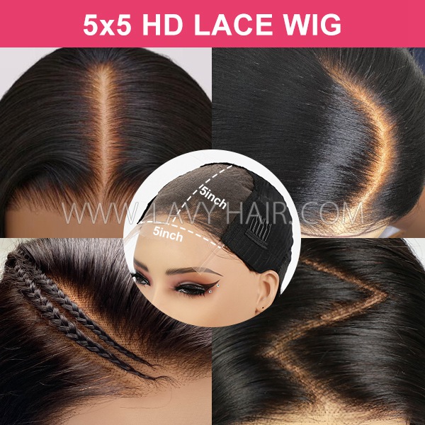 C Shape Ear Design HD Lace Glueless Wear Go 3D Dome Cap 200% Density 100% Human Hair Pre plucked Pre Cut Lace PPB Wig