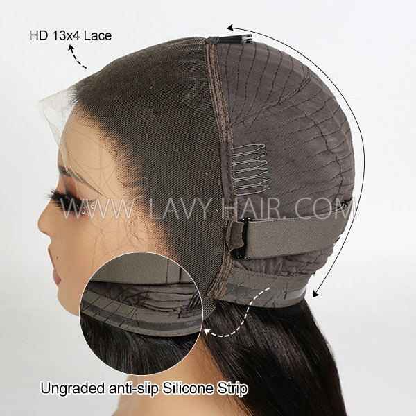 Double Drawn Thick Hair Top to End Glueless 200% Density 13*4 HD Lace Frontal Wigs Bone Straight Wear Go 100% Human Hair