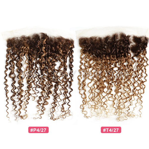 Superior Grade #1B Color Pixie Curly Transparent Lace Ear to ear 13*4 Lace Frontal Human hair Swiss lace