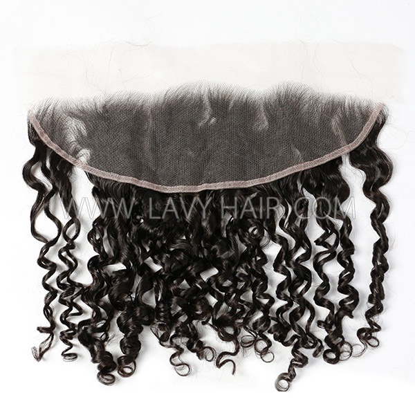 Superior Grade #1B Color Pixie Curly 5*5 Lace Closure and Ear to ear 13*4 Lace Frontal Human hair Swiss lace