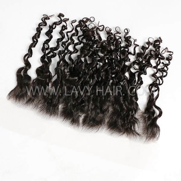 Superior Grade #1B Color Pixie Curly 5*5 Lace Closure and Ear to ear 13*4 Lace Frontal Human hair Swiss lace