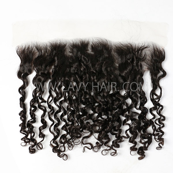 Superior Grade #1B Color Pixie Curly 5*5 Lace Closure and Ear to ear 13*4 Lace Frontal Human hair Swiss lace