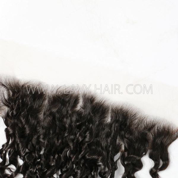 Superior Grade #1B Color Pixie Curly 5*5 Lace Closure and Ear to ear 13*4 Lace Frontal Human hair Swiss lace