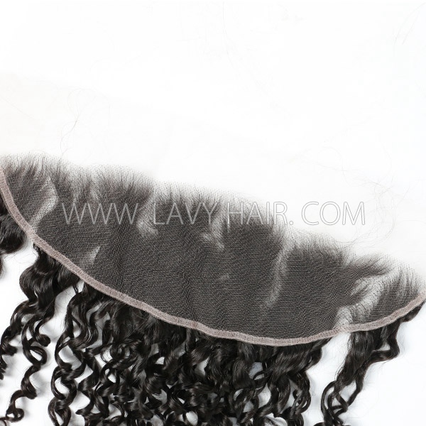 Superior Grade #1B Color Pixie Curly 5*5 Lace Closure and Ear to ear 13*4 Lace Frontal Human hair Swiss lace