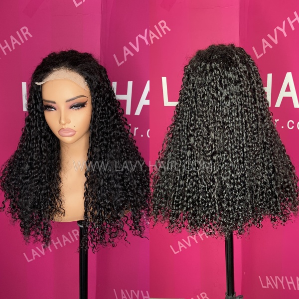 Double Drawn Thick Hair Top to End Pixie Curly 250% Density 5*5 Transparent Lace Closure Wigs 100% Human Hair Anti-slipped Cap