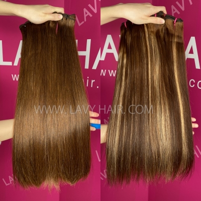 #4 #p4/27 #99j Color Double Drawn Bone Straight Hair Extensions 105 Grams/1 Bundle (Same Full From Top To Tip)