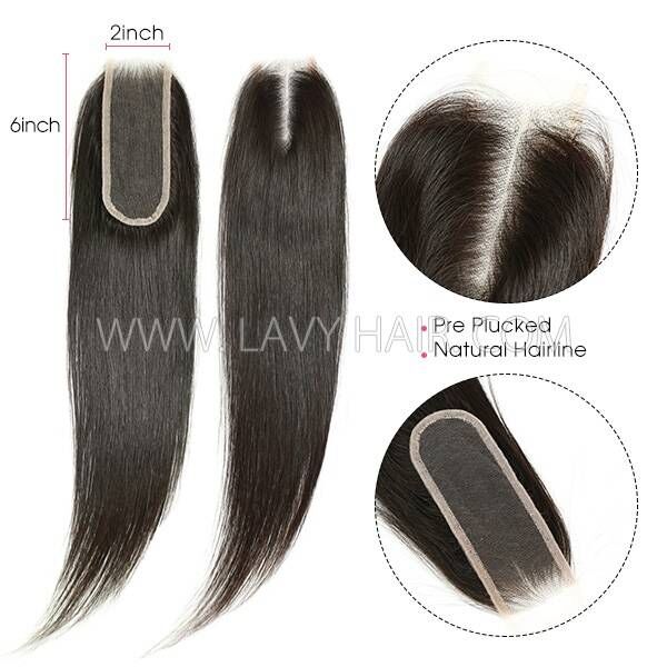 HD Lace and Transparent lace 2*6" Lace Closure Human hair Swiss lace Middle Part