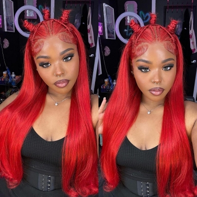 Glueless Wig Charming Red Color 150% Density HD Lace and Transparent Lace Wigs 5-7 Days Customize 150lfw-02