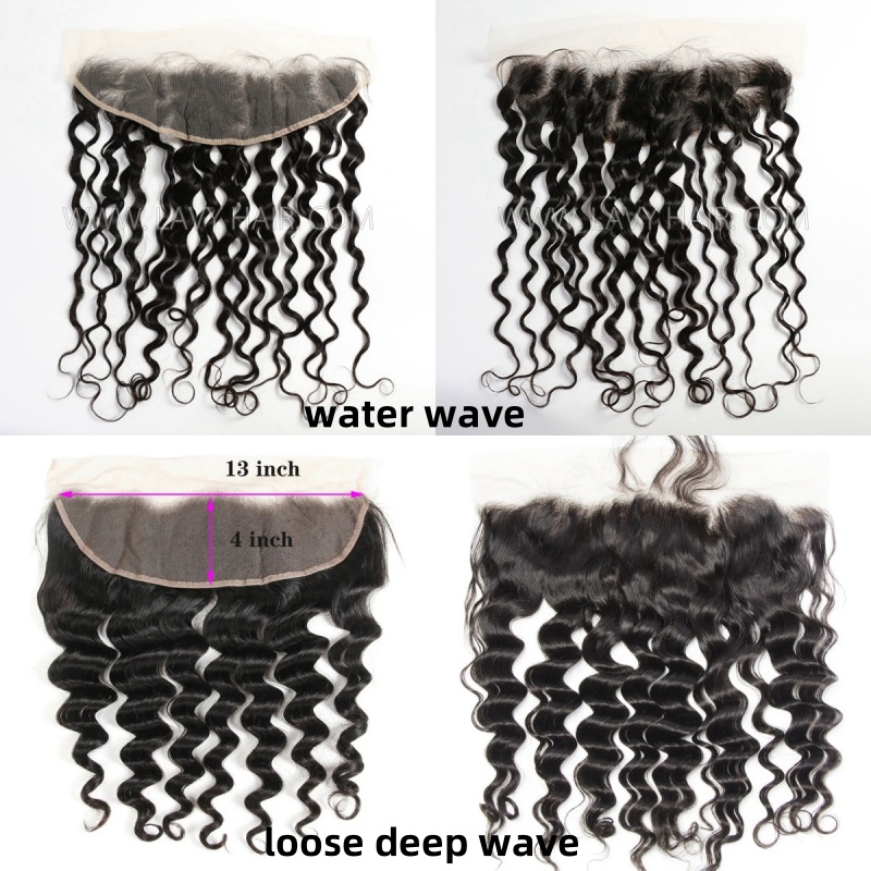 (New)Superior Grade #1B Color Ear to ear 13*4 Lace Frontal Human hair Swiss lace Straight/Wavy/Curly All Texture 4C Curly Hairline