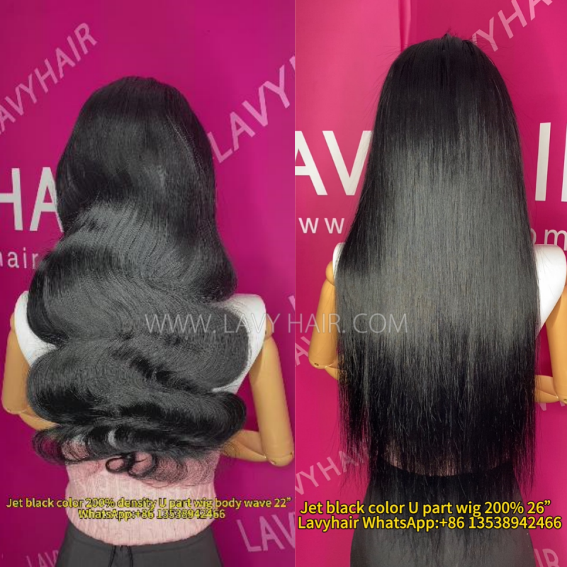 Jet Black /#2/#4/#99j/#p1b27 Color U part /V Part Wigs 150%&200%&300% Density 100% Human Hair Half Wig