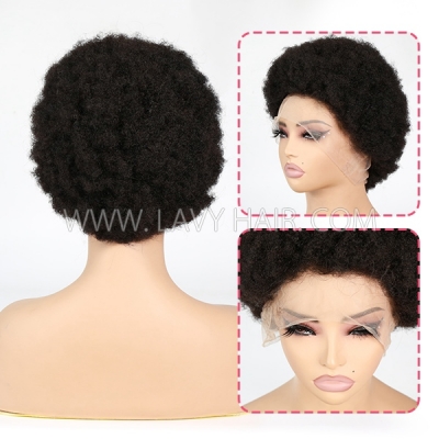 Afro Curly Full Lace Wigs Human Hair Swiss 130% Density Transparent Lace