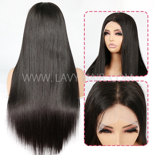 Double Drawn Thick Hair From Top To End Full Lace Wigs Human Hair Swiss 180% Density Transparent Lace