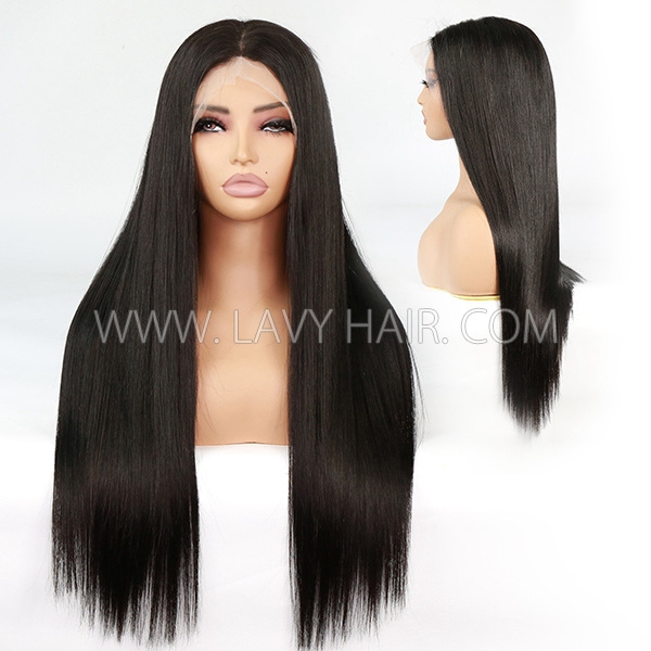 Double Drawn Thick Hair From Top To End Full Lace Wigs Human Hair Swiss 180% Density Transparent Lace