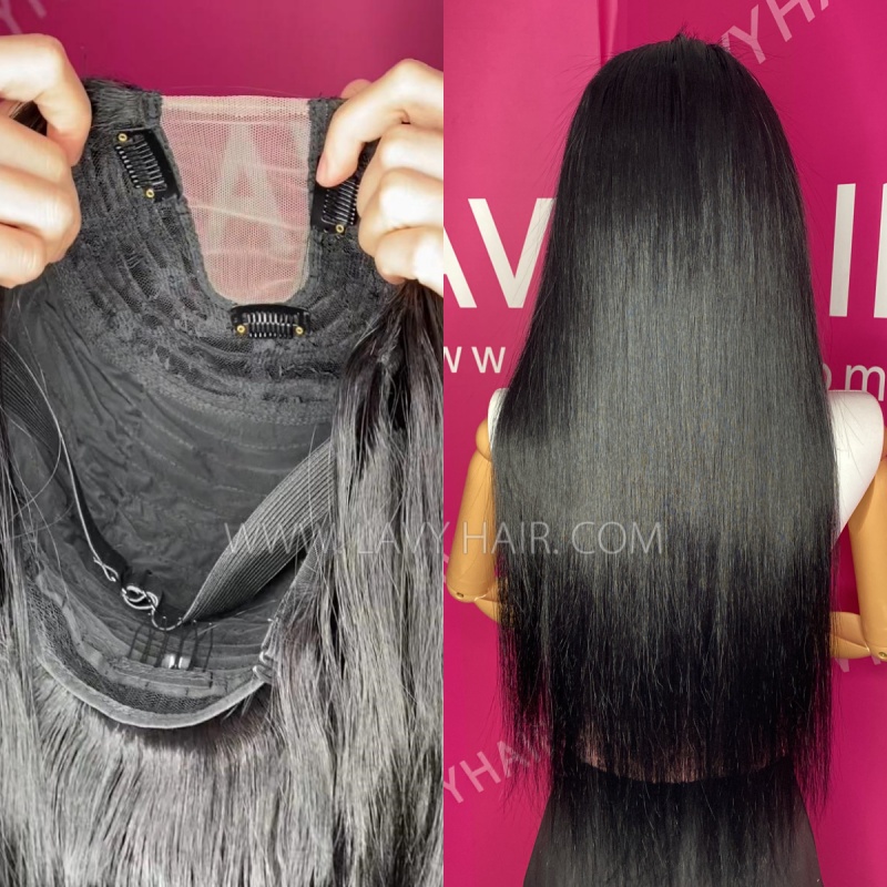 Jet Black /#2/#4/#99j/#p1b27 Color U part /V Part Wigs 150%&200%&300% Density 100% Human Hair Half Wig