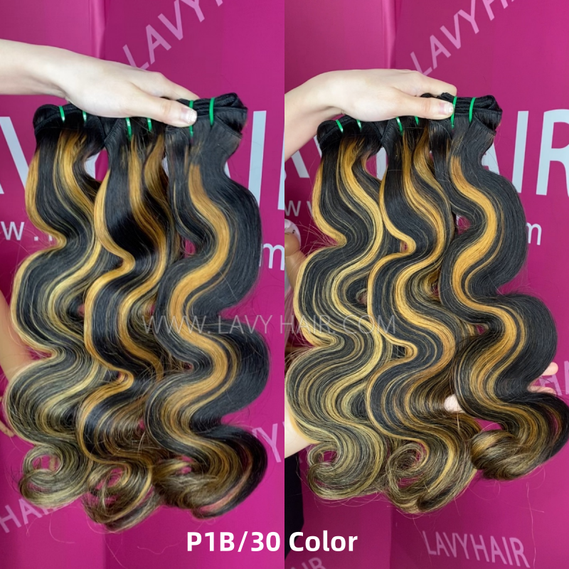 P1B/27 and P1B/30 Highlighted Color Superior Grade 1 Bundle Virgin Hair Extensions Brazilian Peruvian Malaysian