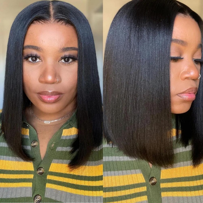 Glueless Wear Go Yaki Straight HD Lace 5*5 Lace Closure & 13*4 Lace Frontal Wig 100% Human Hair Melted Lace Pre Bleached Tiny Knot