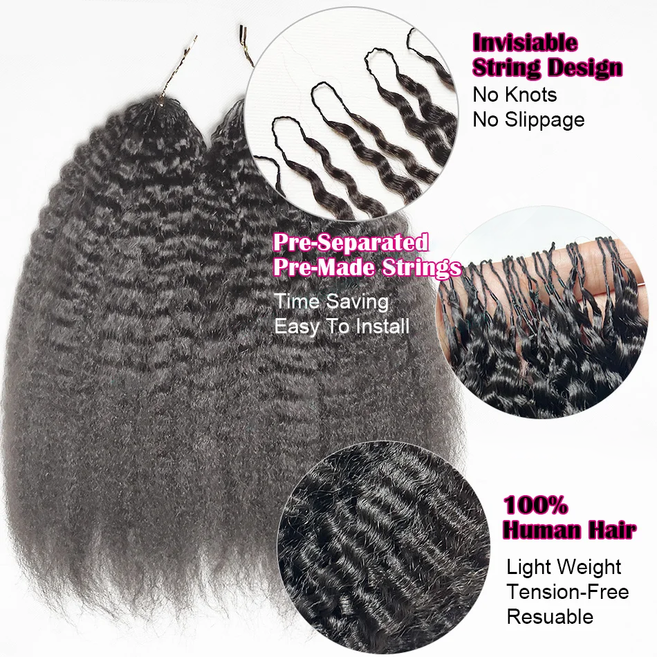 Seamless Crochet Braids Feather Line Hair Generation 3rd Raw Hair More Invisible Pre Bonded Hair Extensions 200 Strands/1 Lot/140-160g Add Volume